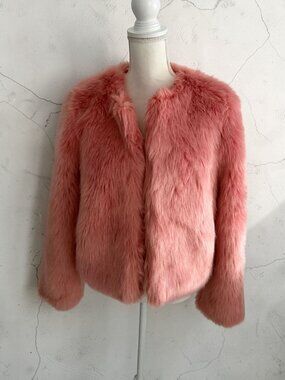 PHILANTHROPY Pink Synthetic Fur Jacket Coat Size Medium